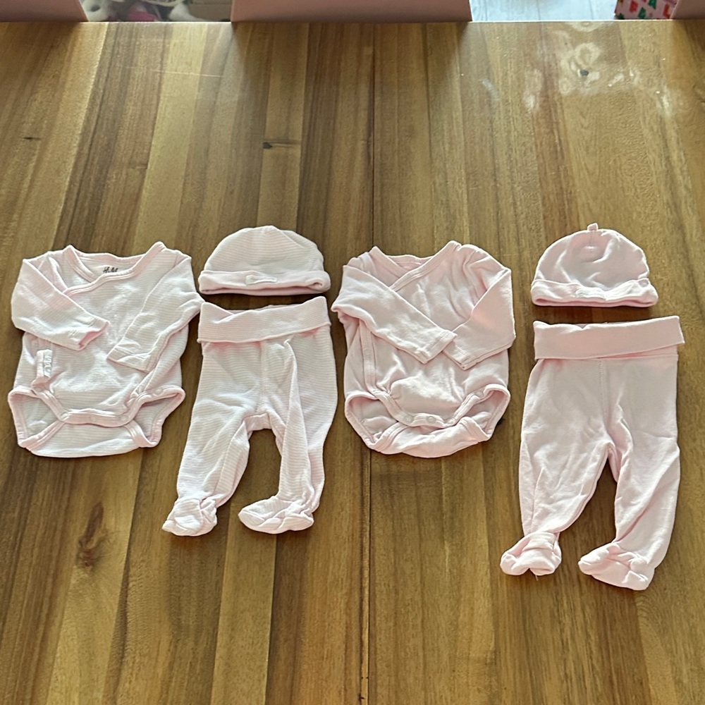 Two Pack Newborn Baby Pink Outfit Sets